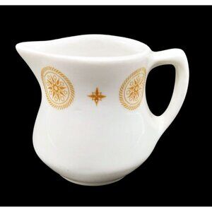 Shenango China Creamer Handle Gold Medallion Star Pattern Vintage 2.75" 1970s